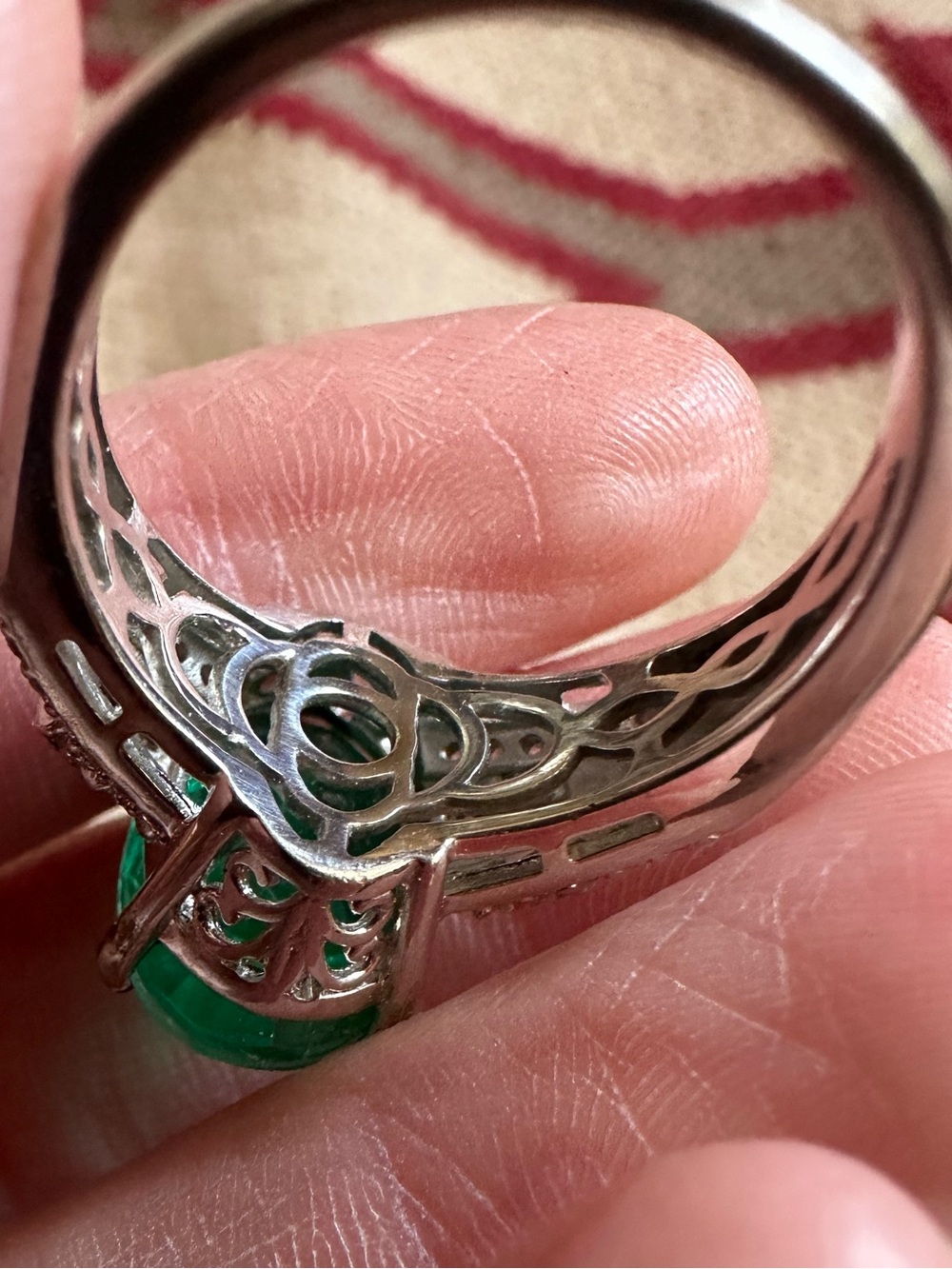D'Joy Emeraldine Triplet Quartz & White Zircon Solitaire Ring Sterling Silver - Picture 5 of 7